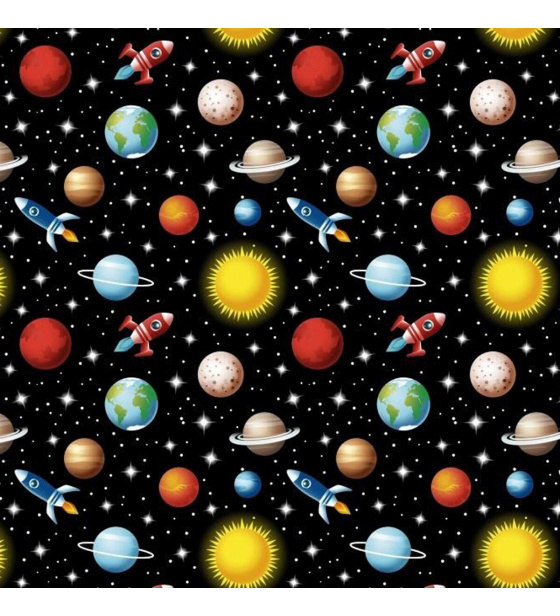 Bavlněná látka Vesmír na Černém